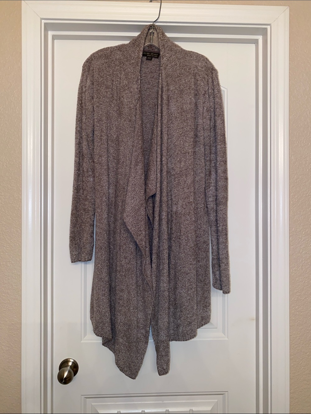 Barefoot Dreams Open-Front Draped Cardigan - Taupe Heather
